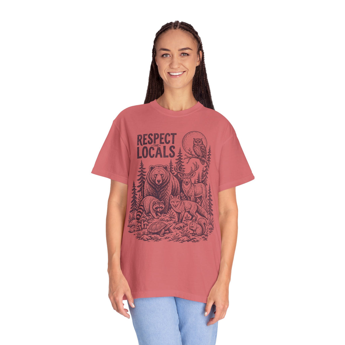 Respect Locals Wildlife Vintage Distressed Forest Animals T-Shirt
