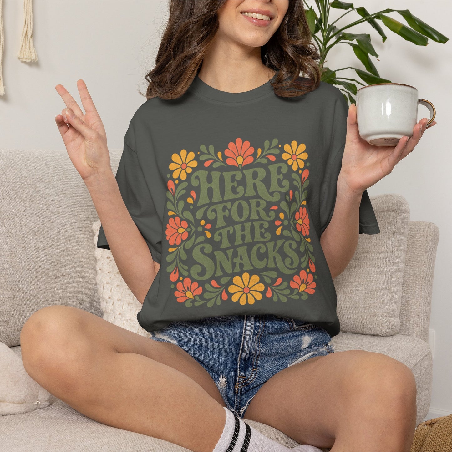 Here for the Snacks T-Shirt | Funny Food Graphic Tee