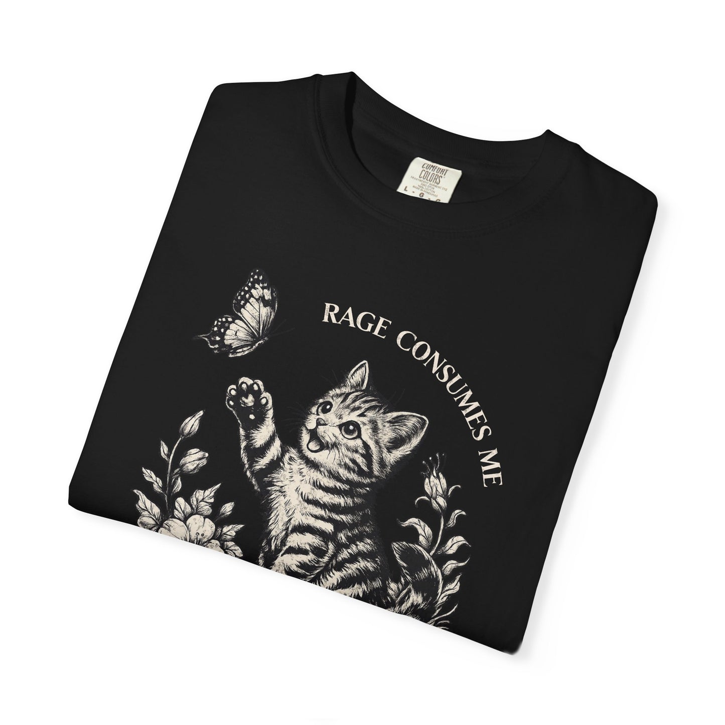 Rage Consumes Me Kitten T-Shirt, Funny Cute Vintage Sarcastic Cat Graphic Tee