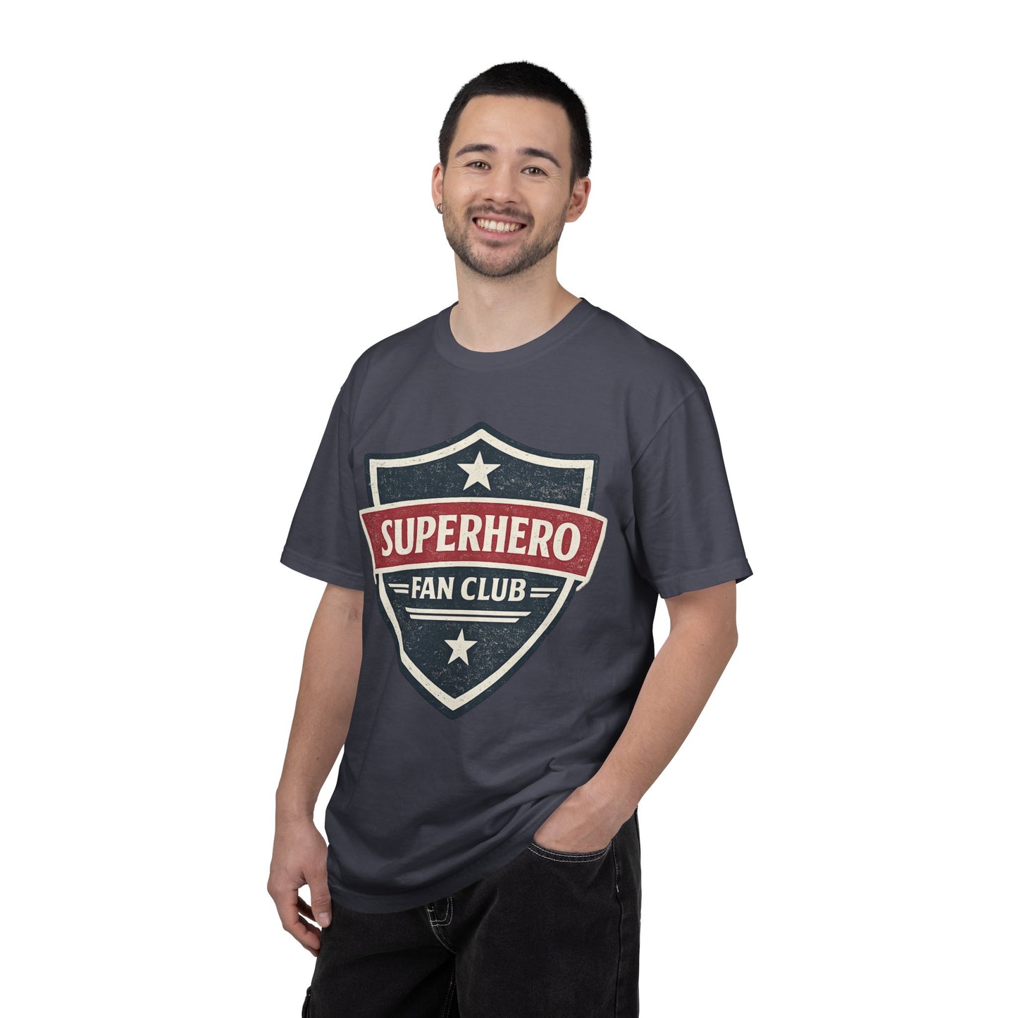 Superhero Fan Club Retro Shield T-Shirt Vintage Comic Graphic Tee