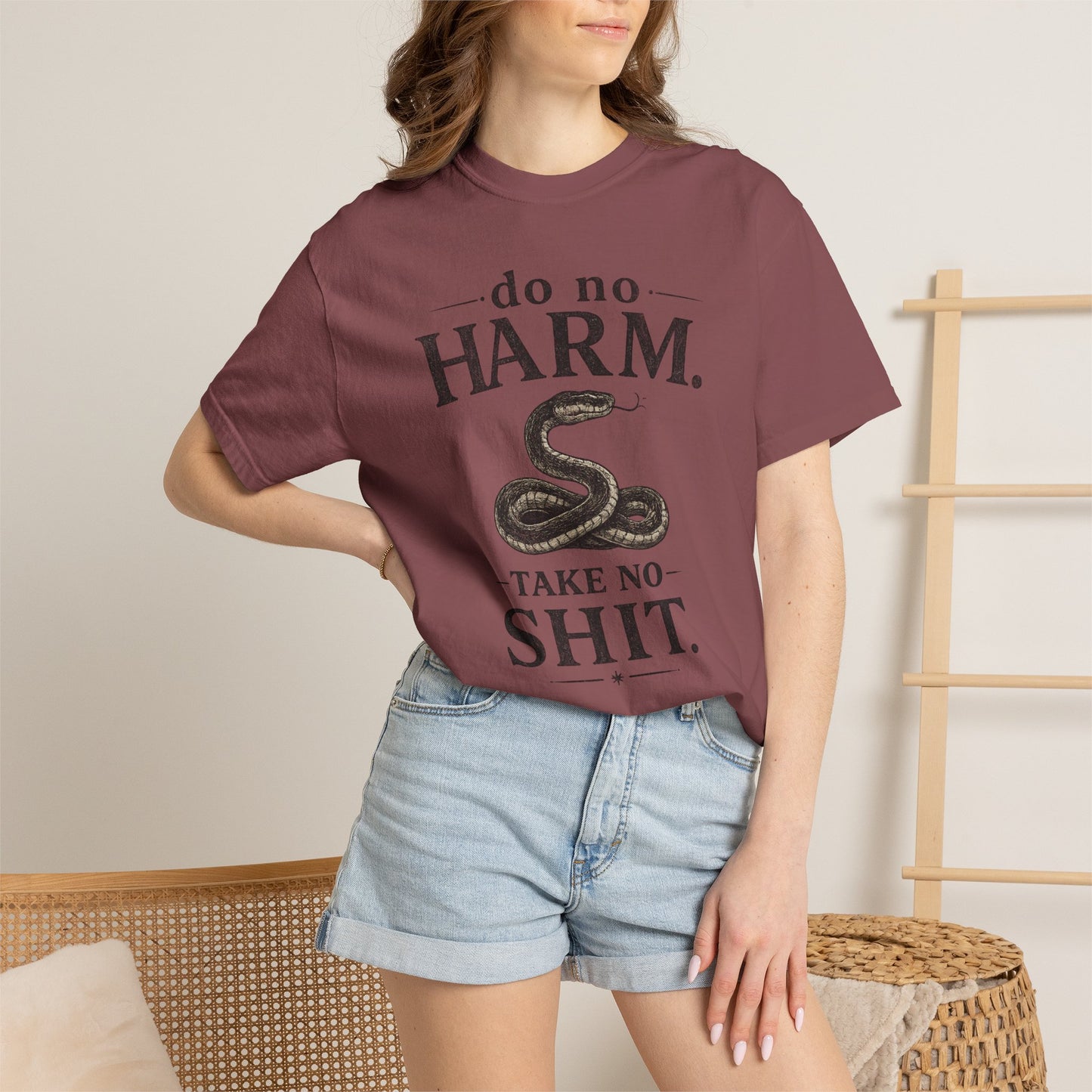 DO NO HARM, TAKE NO SHIT Snake Graphic T-Shirt