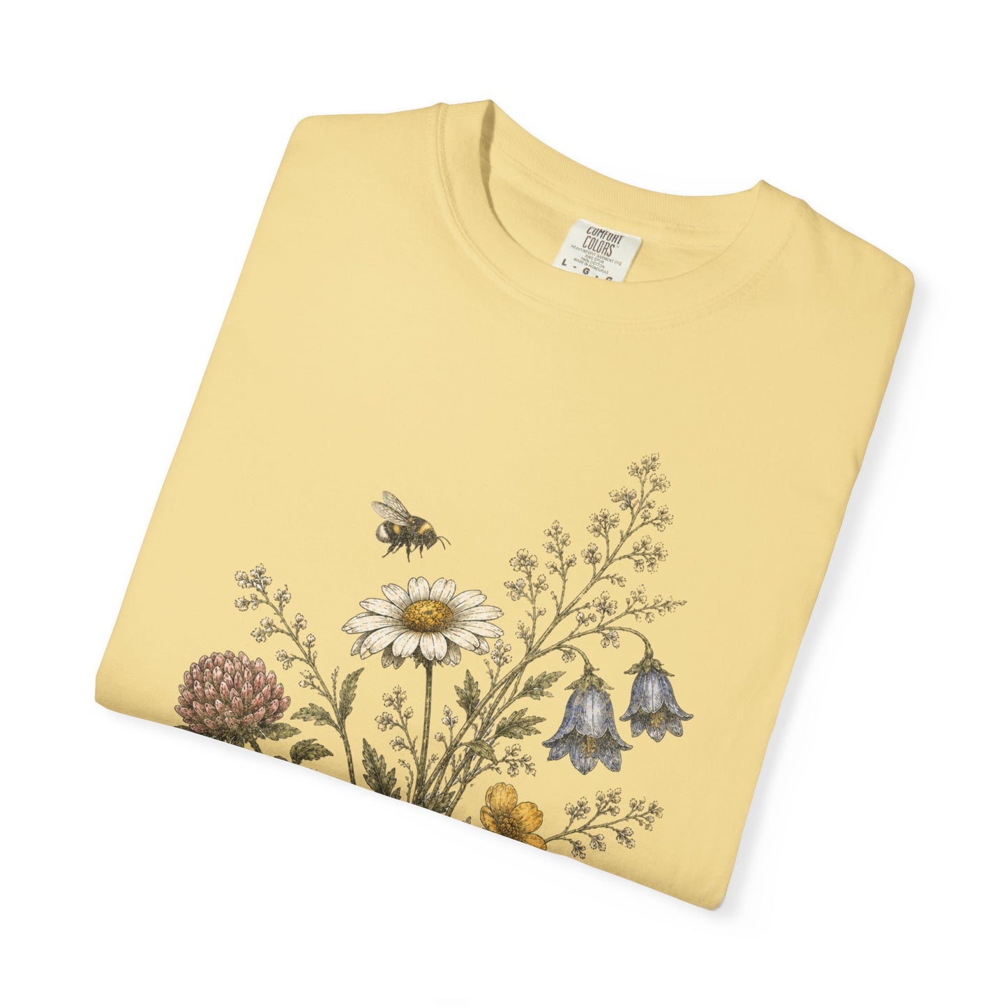Vintage Wildflower Bouquet and Bumblebee Botanical TShirt