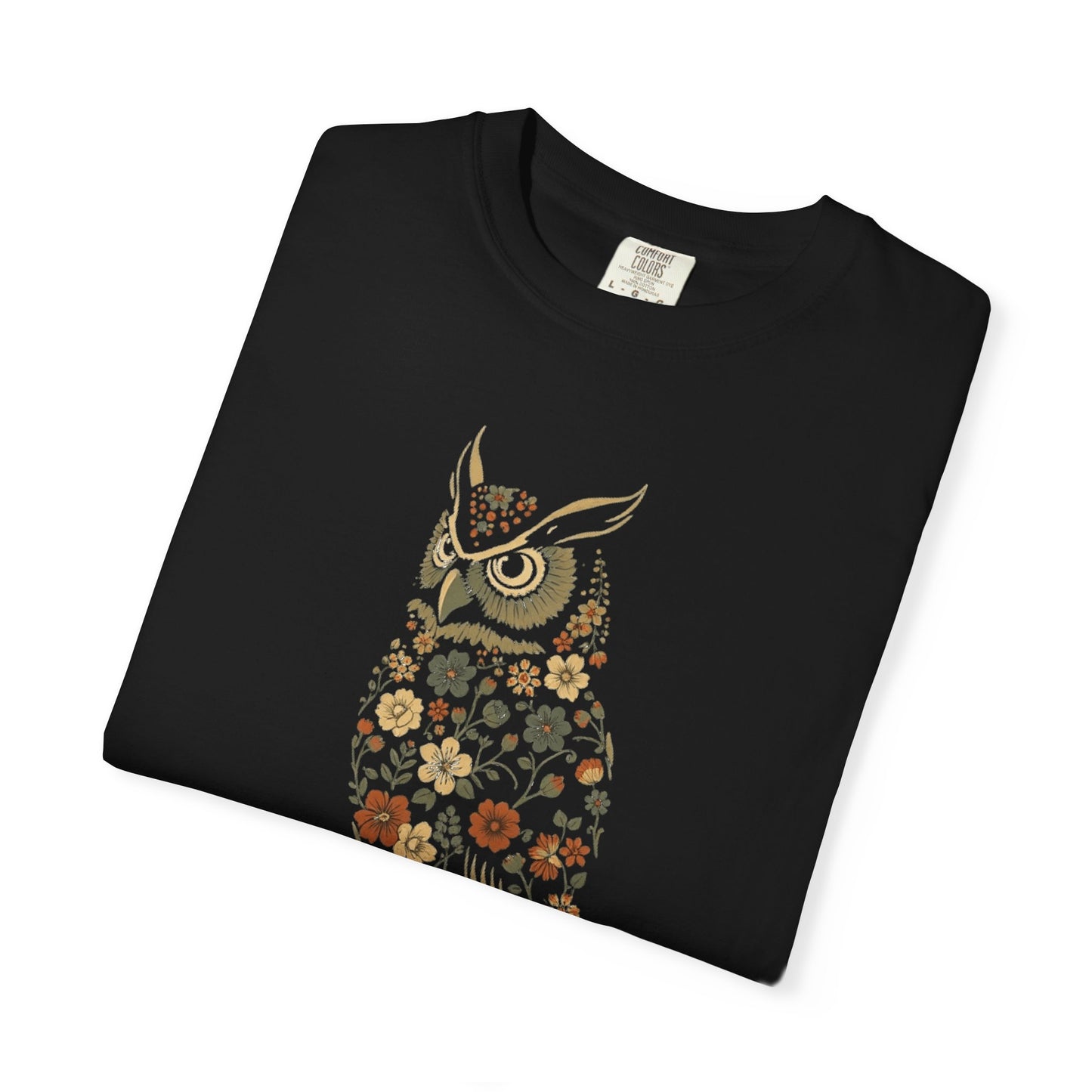 Owl Floral T-Shirt — Vintage Botanical Cottagecore Nature Owl Tee