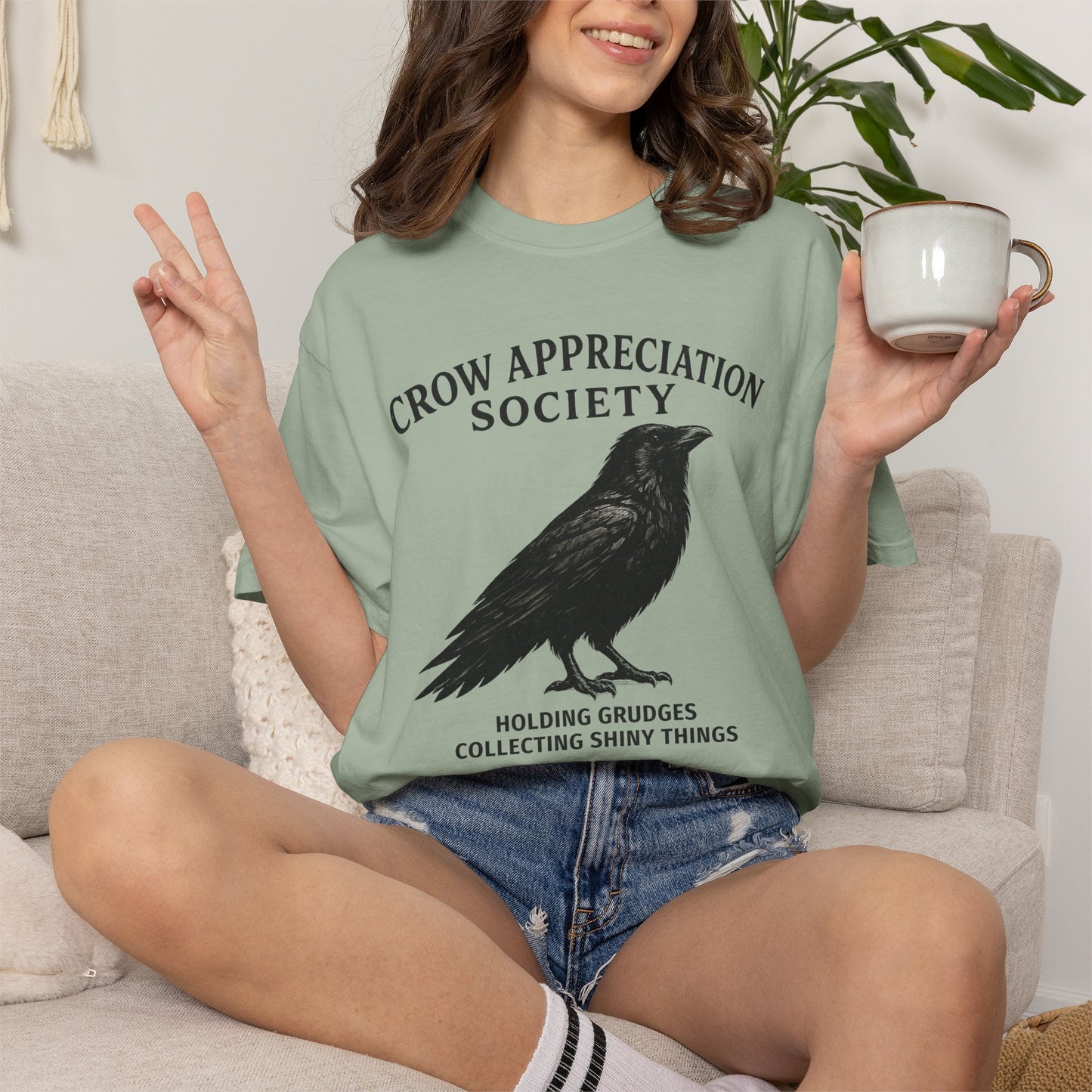 Crow Appreciation Society T-Shirt — 'Holding Grudges, Collecting Shiny Things' Funny Crow Graphic Tee