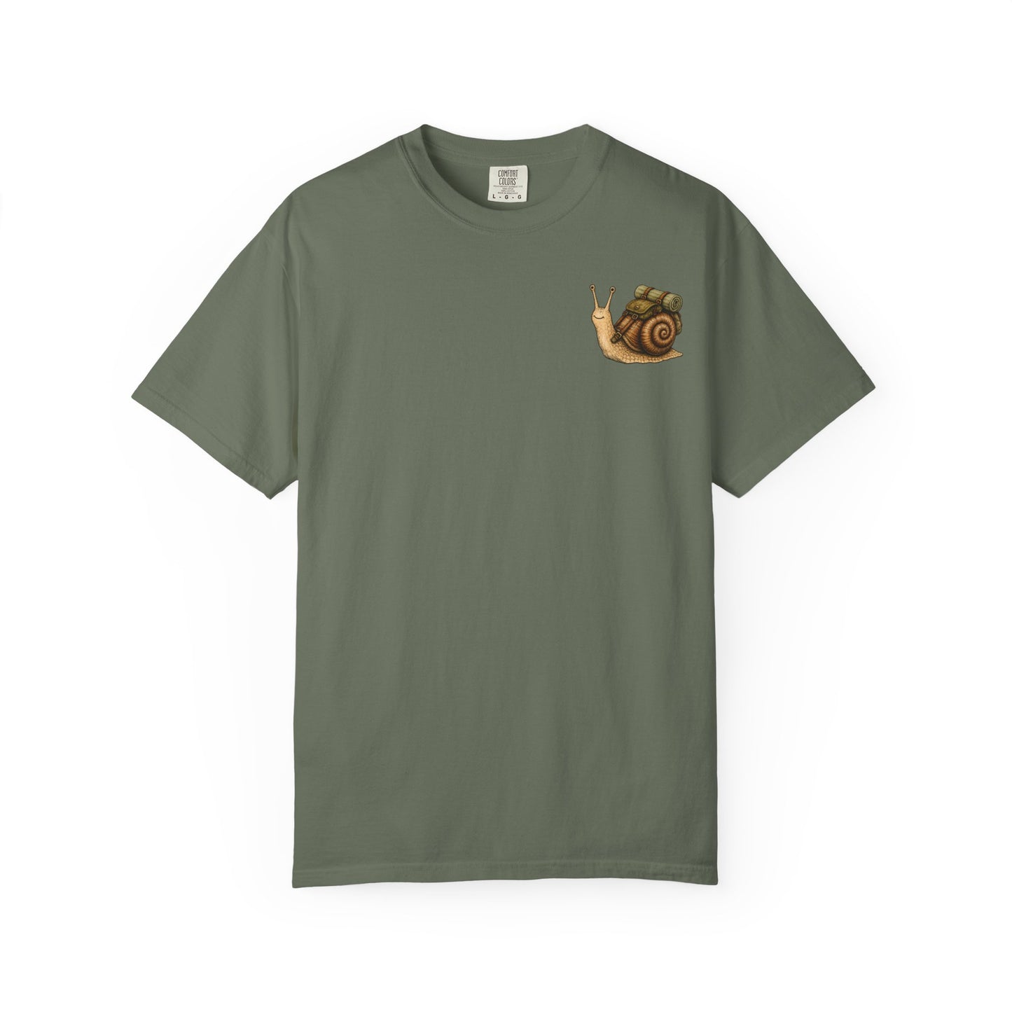 Snail Pocket T-Shirt — Cute Minimal Animal Slow Adventure Graphic Tee