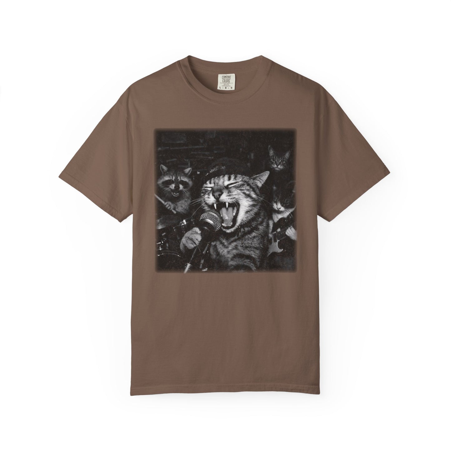 Garage Band Animals T-Shirt — 'Rocking Out' Cat & Squirrel Photorealistic Tee