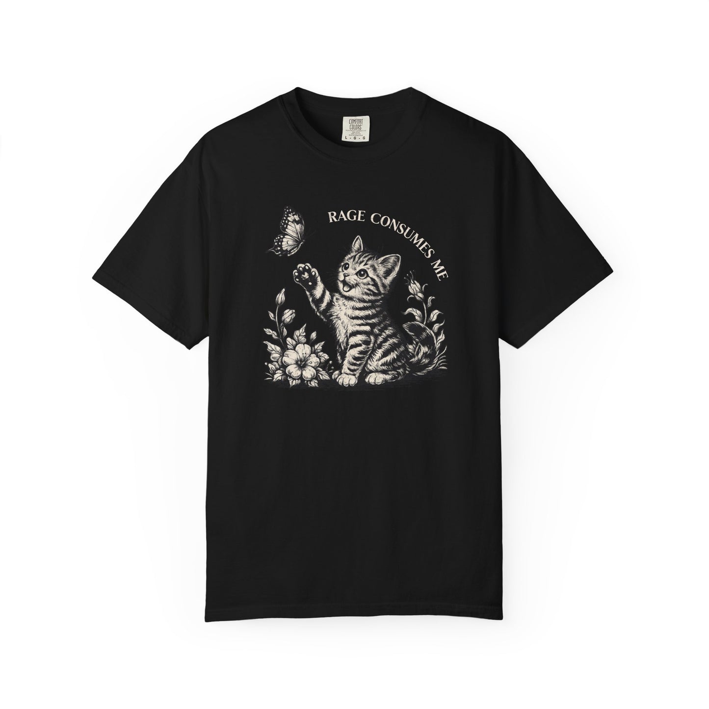 Rage Consumes Me Kitten T-Shirt, Funny Cute Vintage Sarcastic Cat Graphic Tee