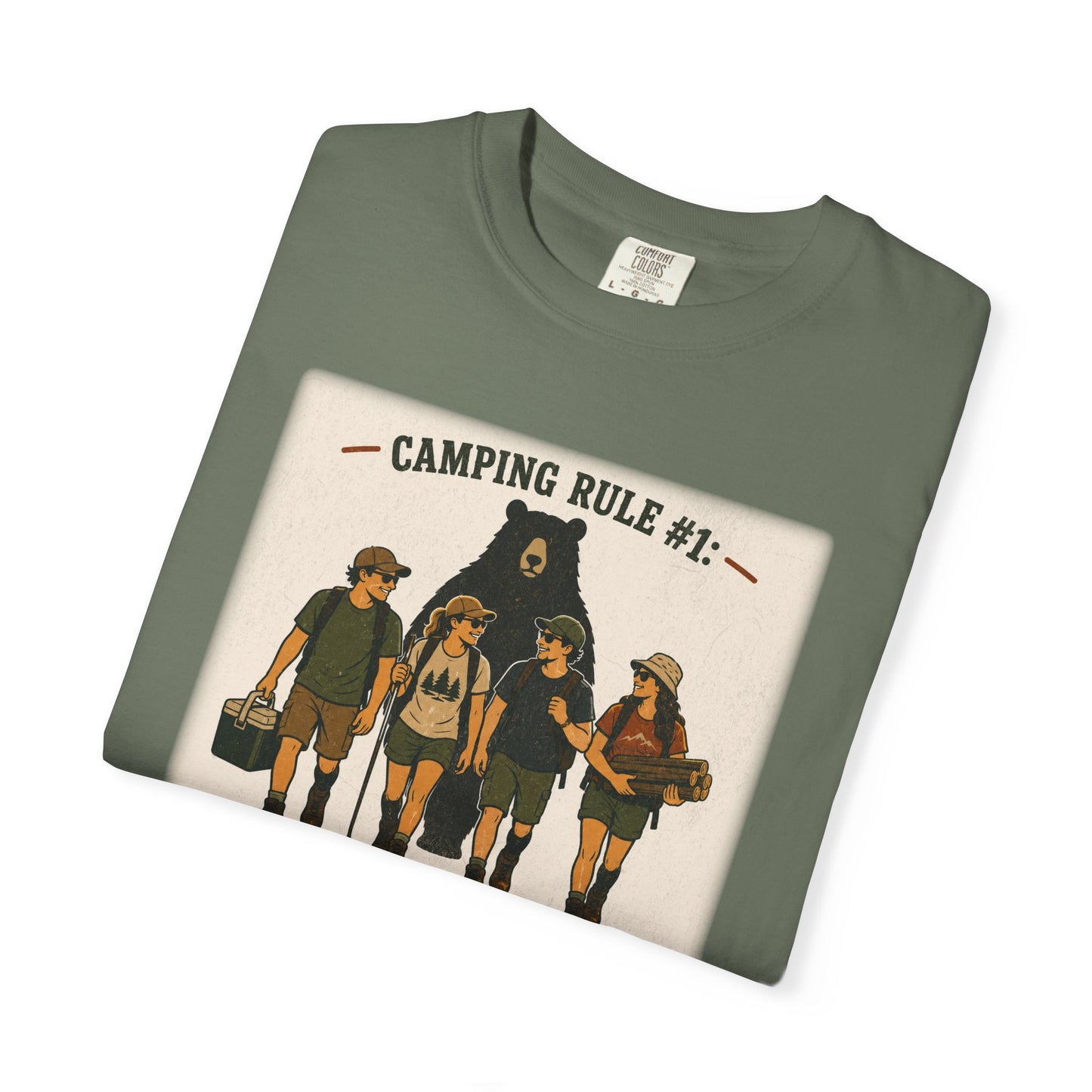 Camping Rule T-Shirt — “Always Camp with Slower Runners” Vintage Outdoor Tee