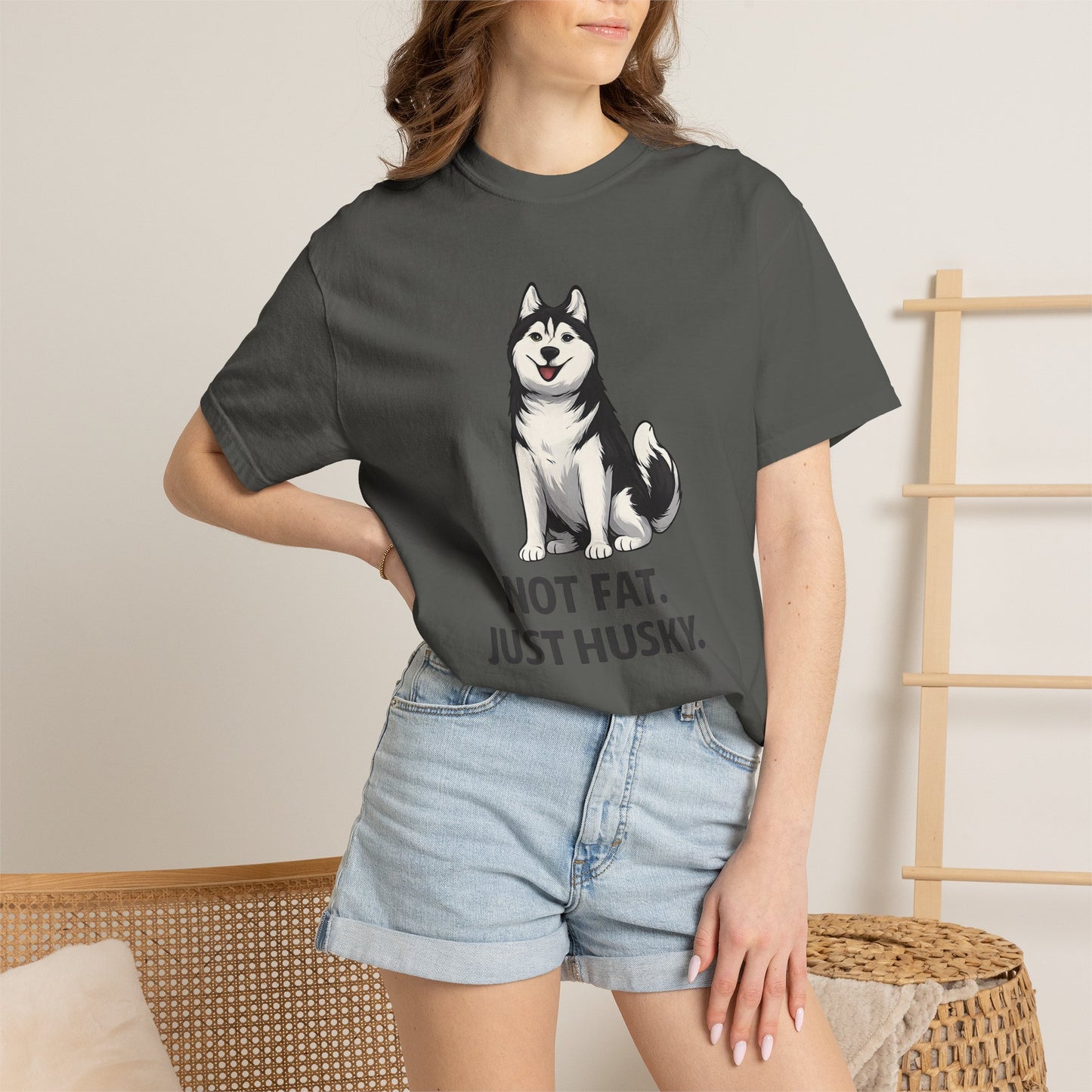 Not Fat Just Husky Husky T-Shirt | Cute Husky Illustration, Dog Lover Tee