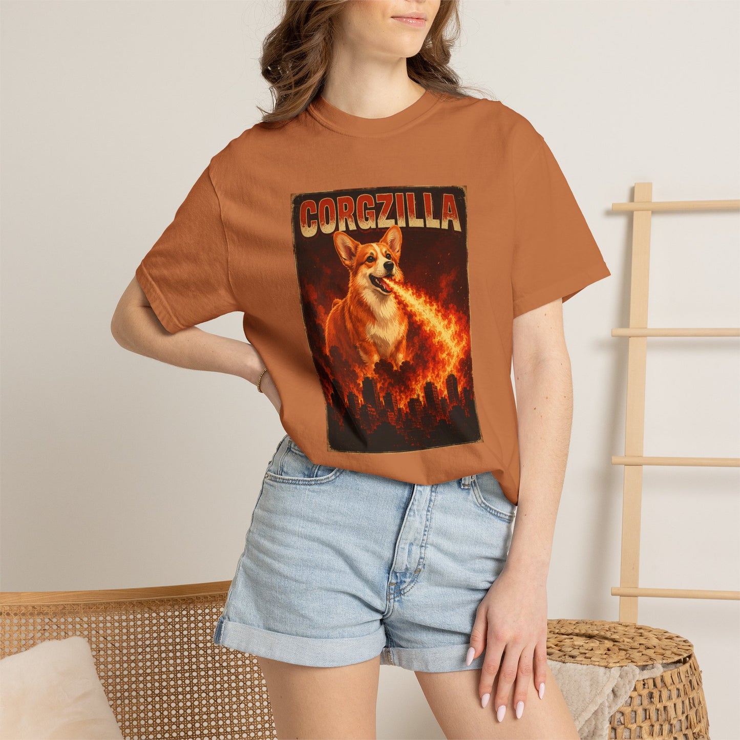 Corgzilla Corgi Tee — Godzilla Parody Dog Breathing Fire Graphic T-Shirt