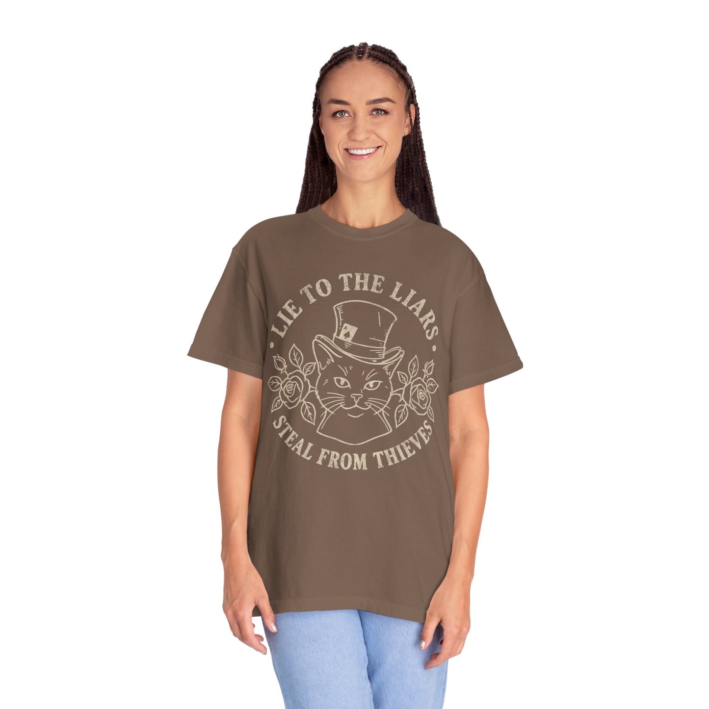 Lie to the Liars Steal from Thieves Cat Vintage Retro Graphic Tee
