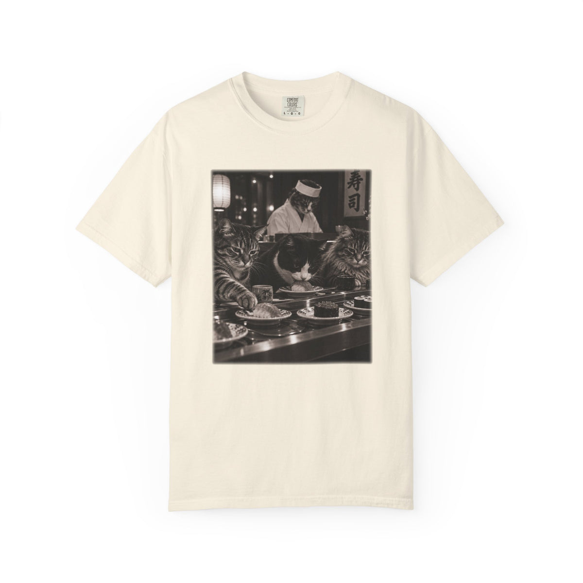 Cats at a Sushi Bar Shirt - Funny Vintage Japanese Sushi Bar Photo Tee