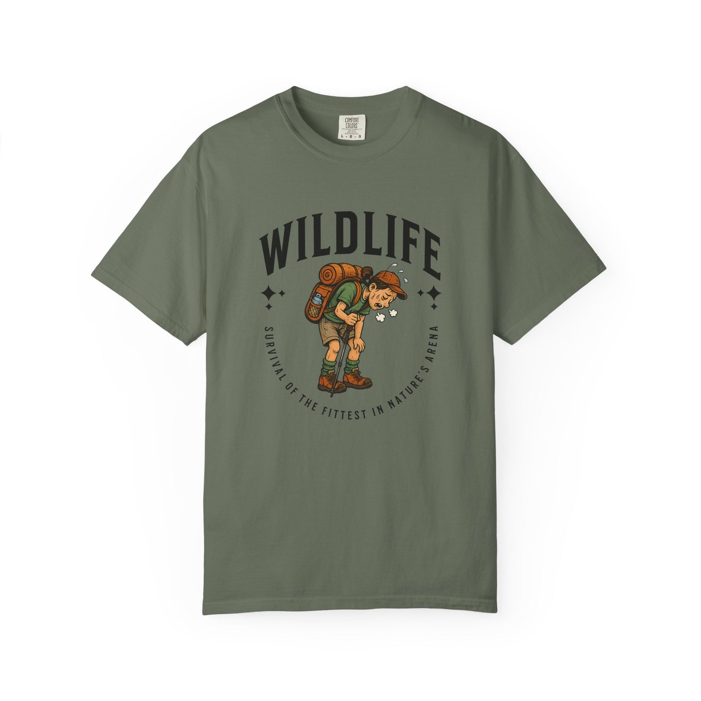 WILDLIFE Camp Shirt — "Survival of the Fittest in Nature's Arena" Funny Hiking Outdoors Tee