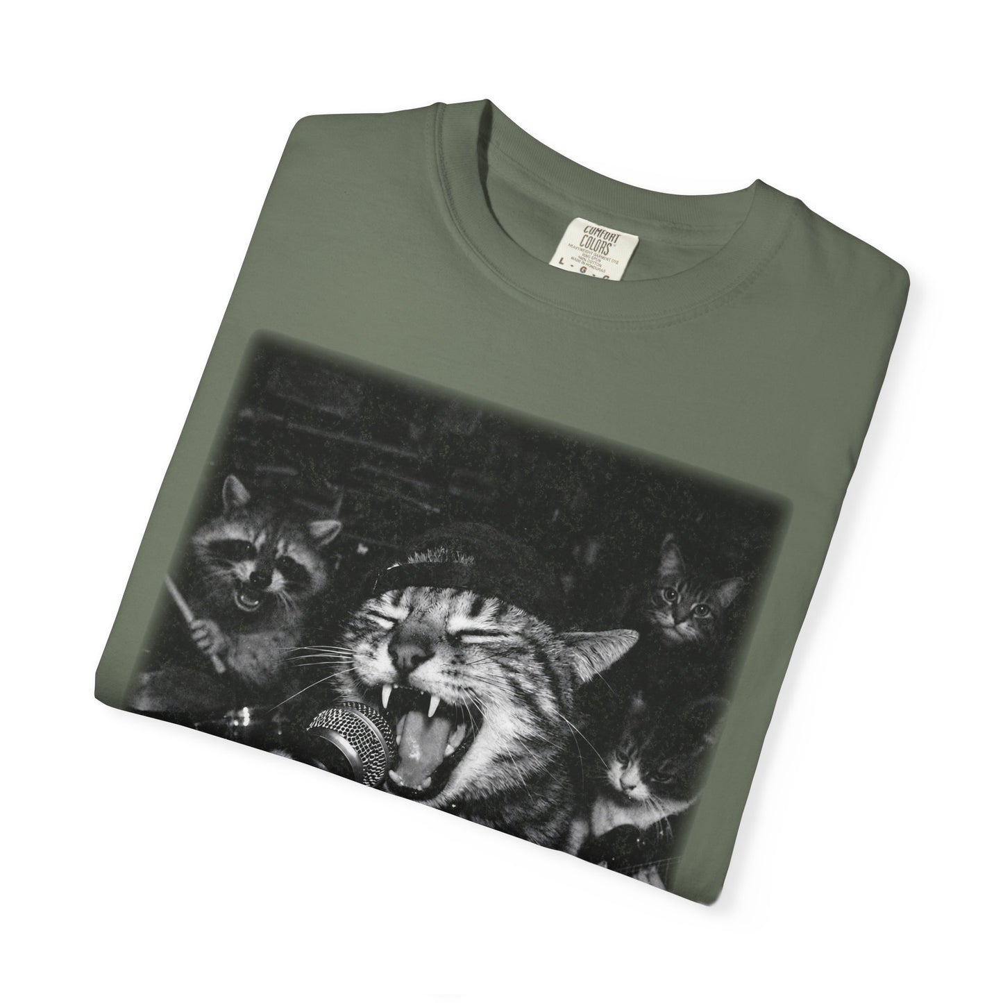 Garage Band Animals T-Shirt — 'Rocking Out' Cat & Squirrel Photorealistic Tee