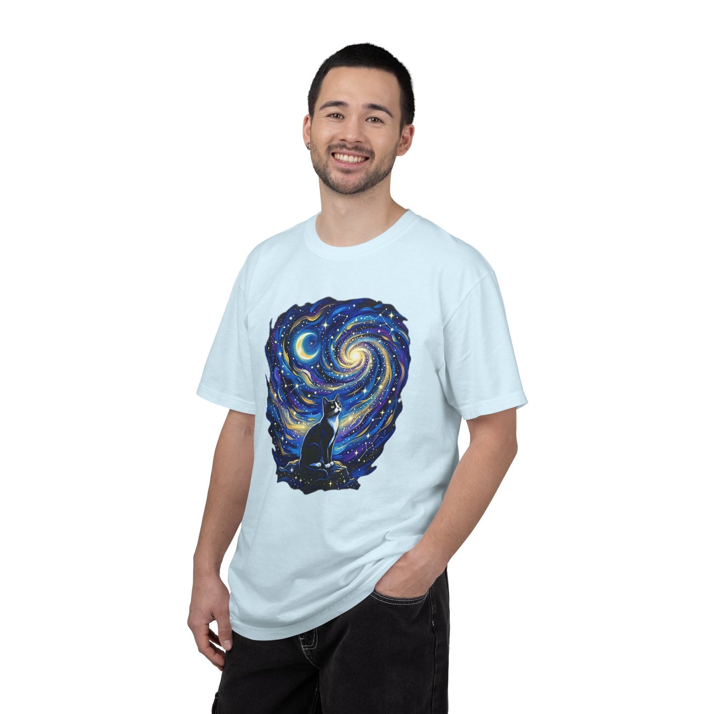 Purry Night Celestial Cat Shirt | Starry Night Cat Graphic T-Shirt