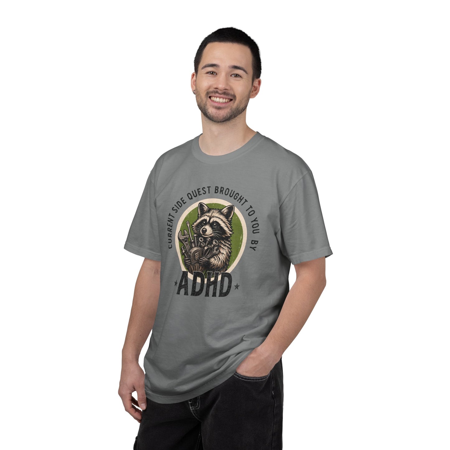 Distressed Current Side Quest Brought to You by ADHD Shirt, Funny Neurodivergent Humor Animal Tee
