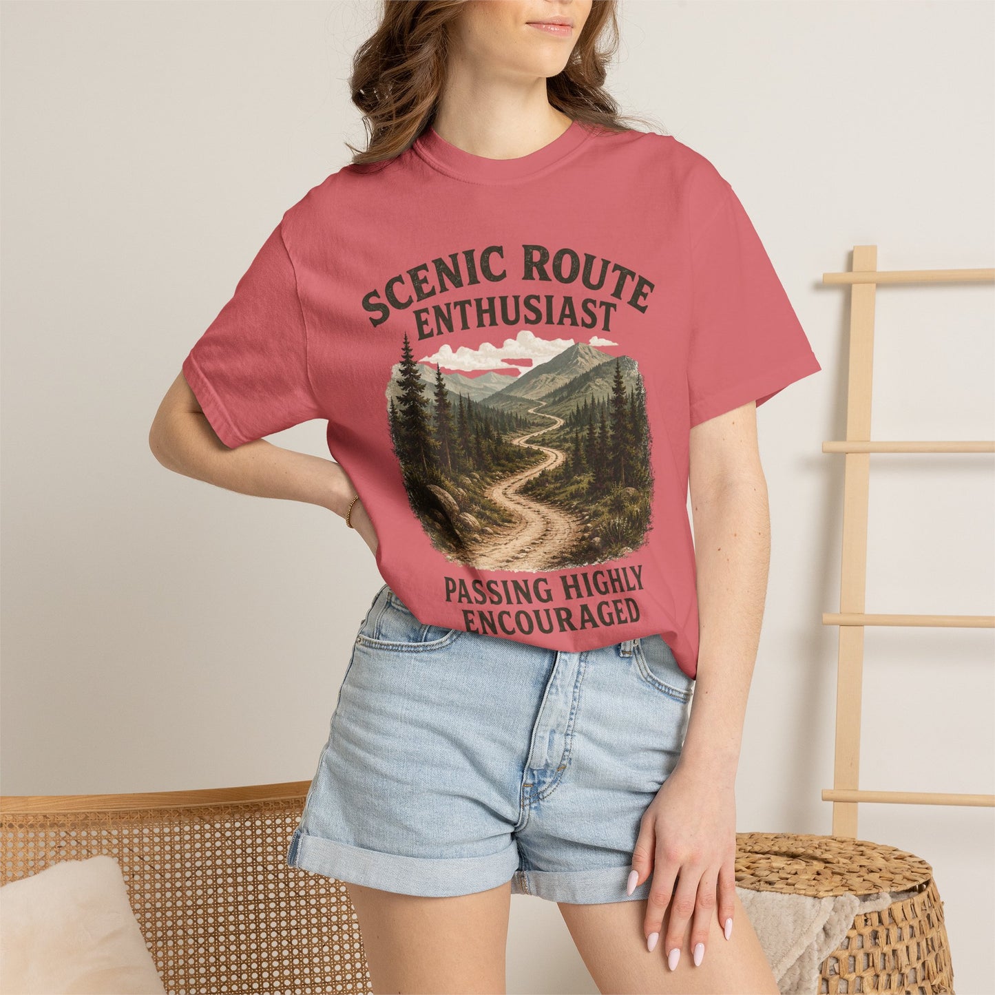 Scenic Route Enthusiast T-Shirt — "Passing Highly Encouraged" Hiking Tee