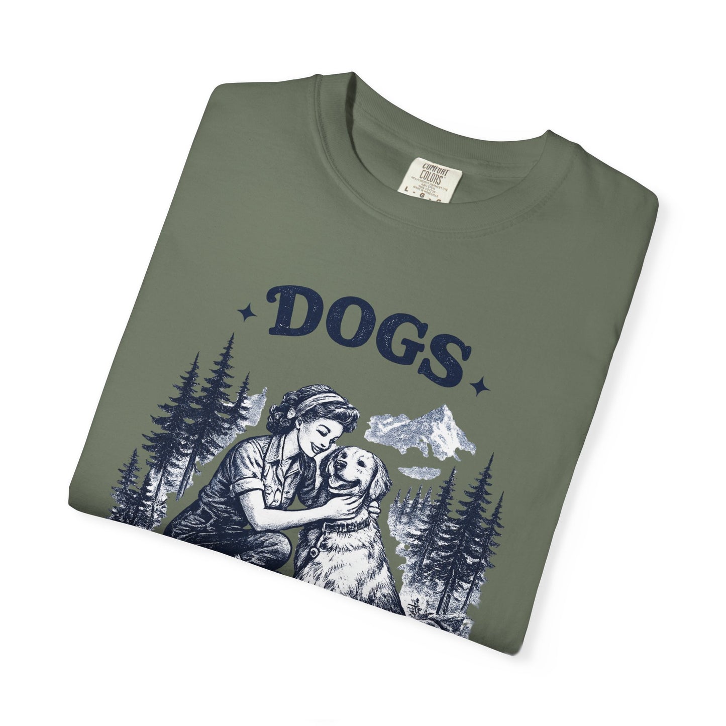 Vintage 1950s Woman & Dog T‑Shirt — “DOGS. BECAUSE MURDER IS WRONG”