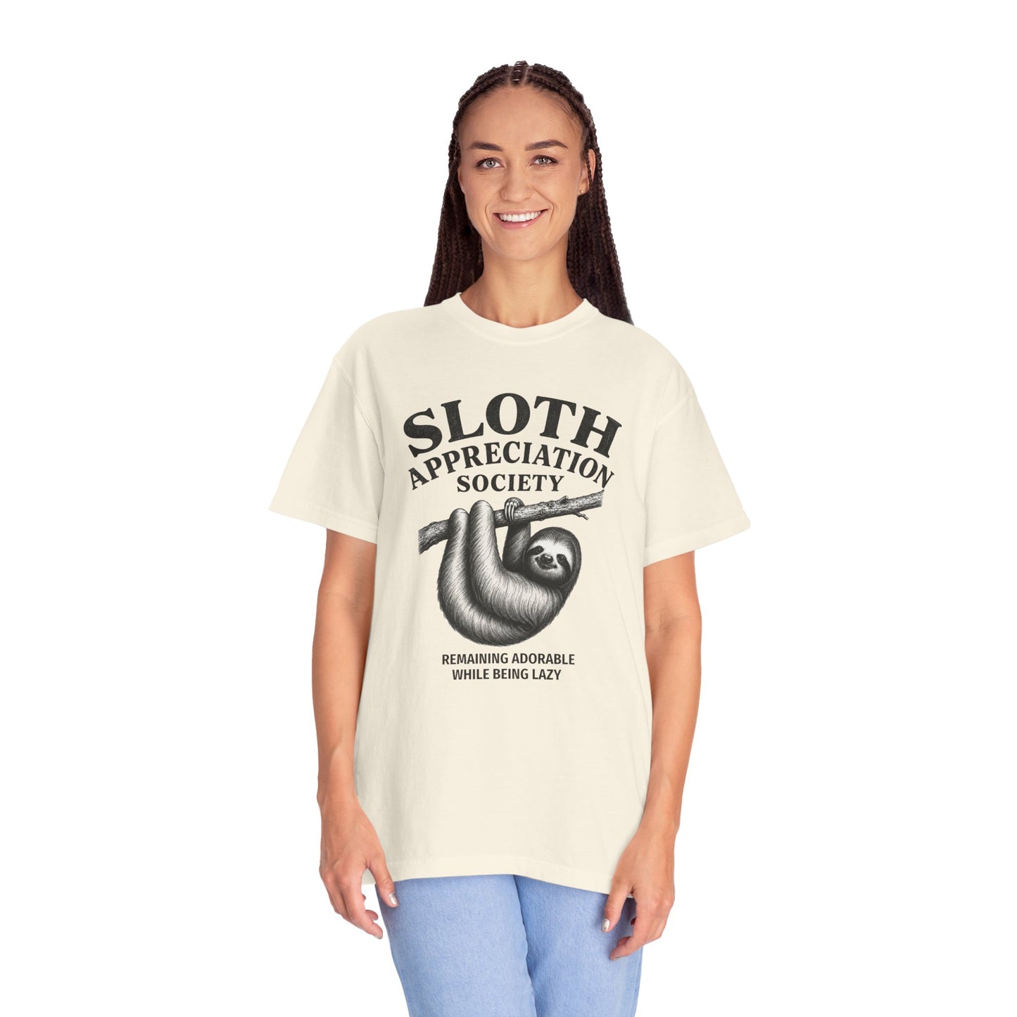 Sloth Appreciation Society T-Shirt – "Remaining Adorable While Being Lazy" Vintage Funny Sloth Graphic Tee