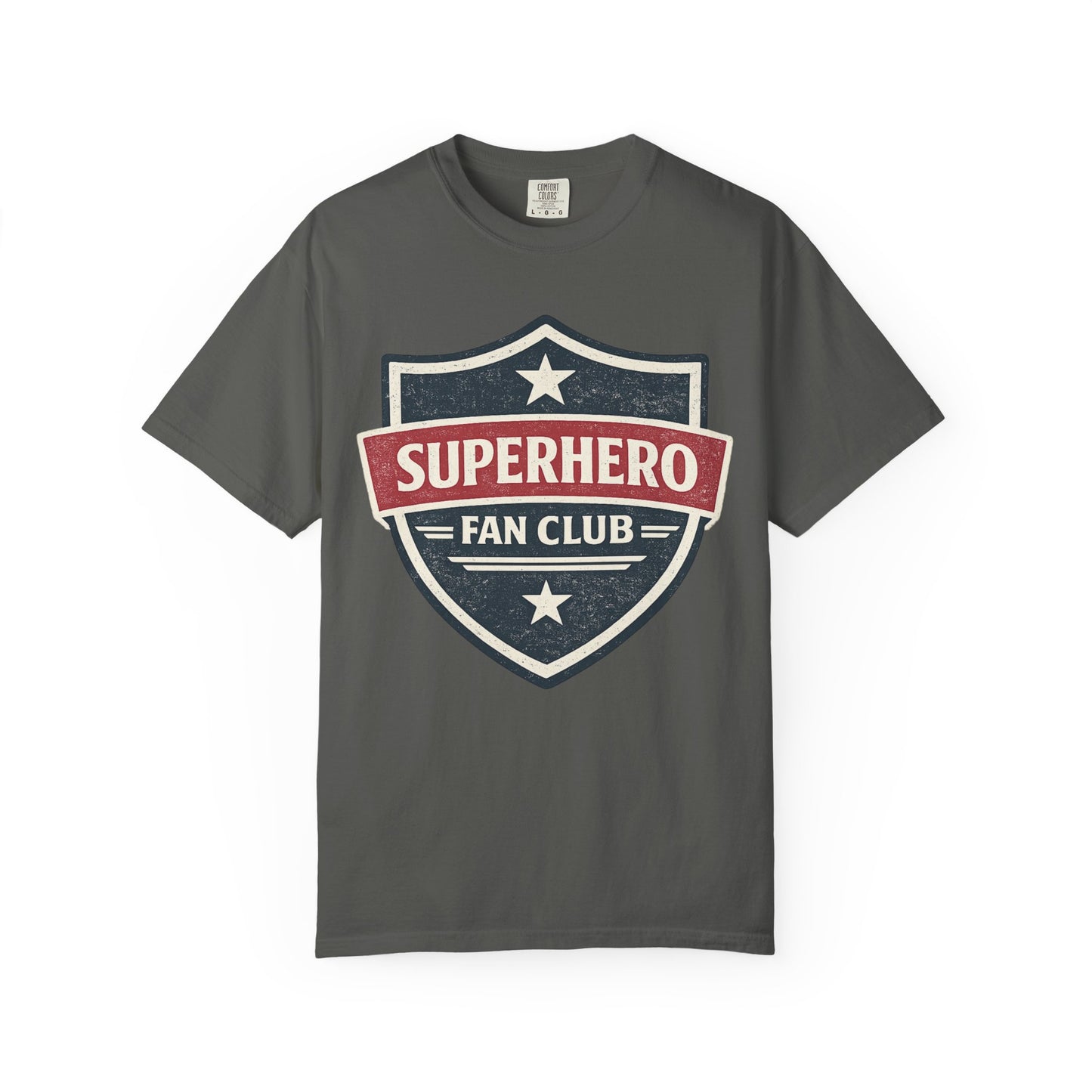 Superhero Fan Club Retro Shield T-Shirt Vintage Comic Graphic Tee