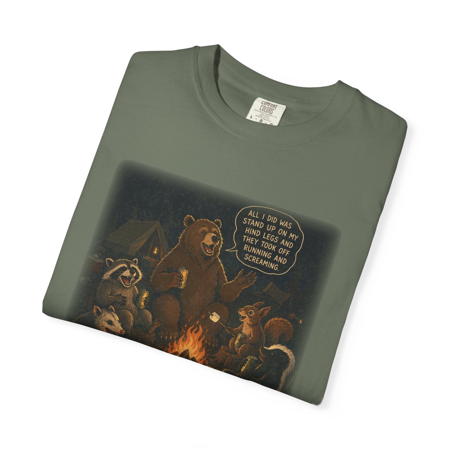 Campfire Criminals | Funny Camping Bear & Raccoon Shirt | Woodland Animals Campfire Tee | Cozy Outdoors Graphic Tee
