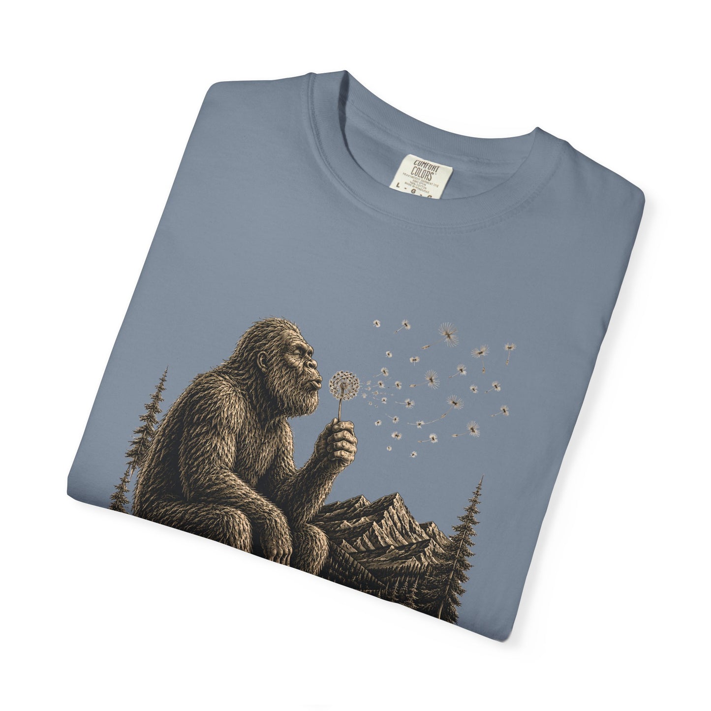 Bigfoot Dandelion T-Shirt, Peaceful Sasquatch Nature Woodland Graphic Tee