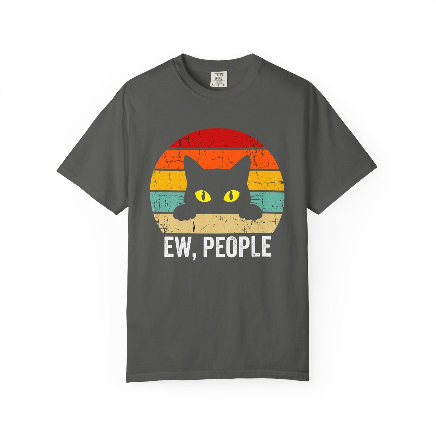 Ew, People Cat T-Shirt — Retro Sunset Graphic for Introverts & Cat Lovers