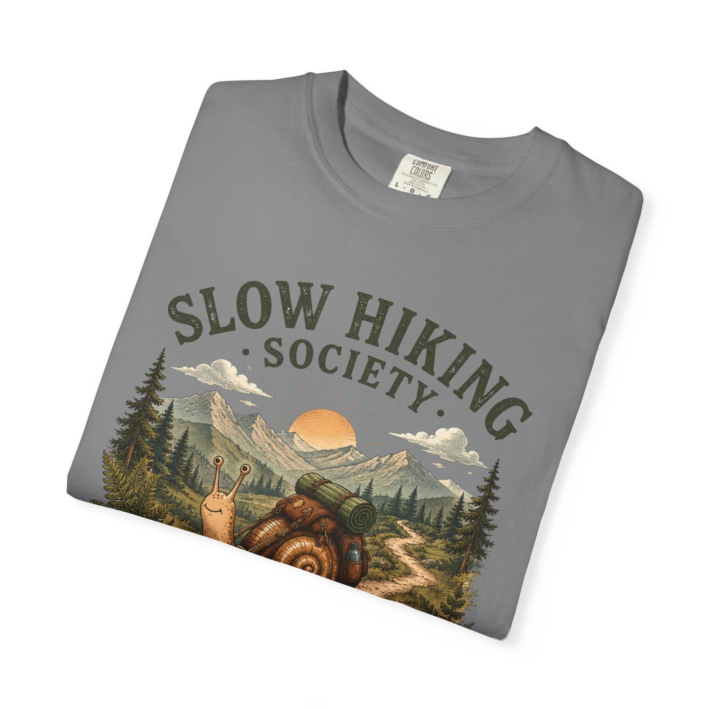 Slow Hiking Society T-Shirt, Retro Snail Vintage Be There When I Get There Nature Tee
