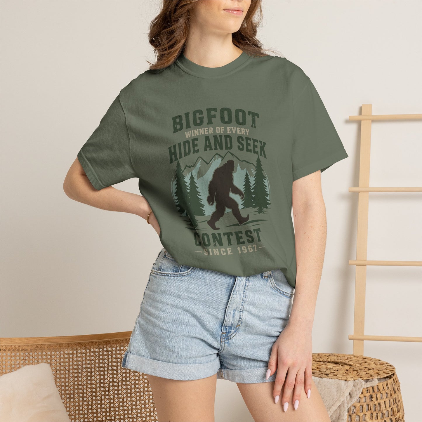 Bigfoot Hide and Seek Contest T-Shirt — Vintage Sasquatch Graphic Tee