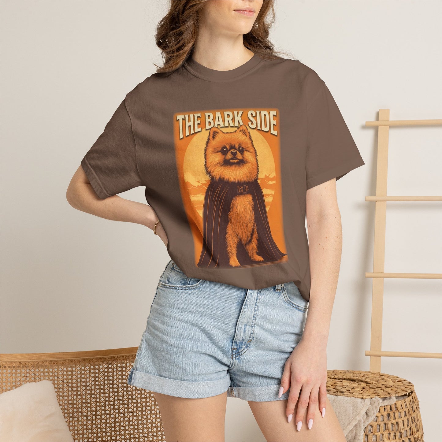 The Bark Side Funny Pomeranian Star Wars Inspired Dog T-Shirt | Cute Retro Dog Lover Tee