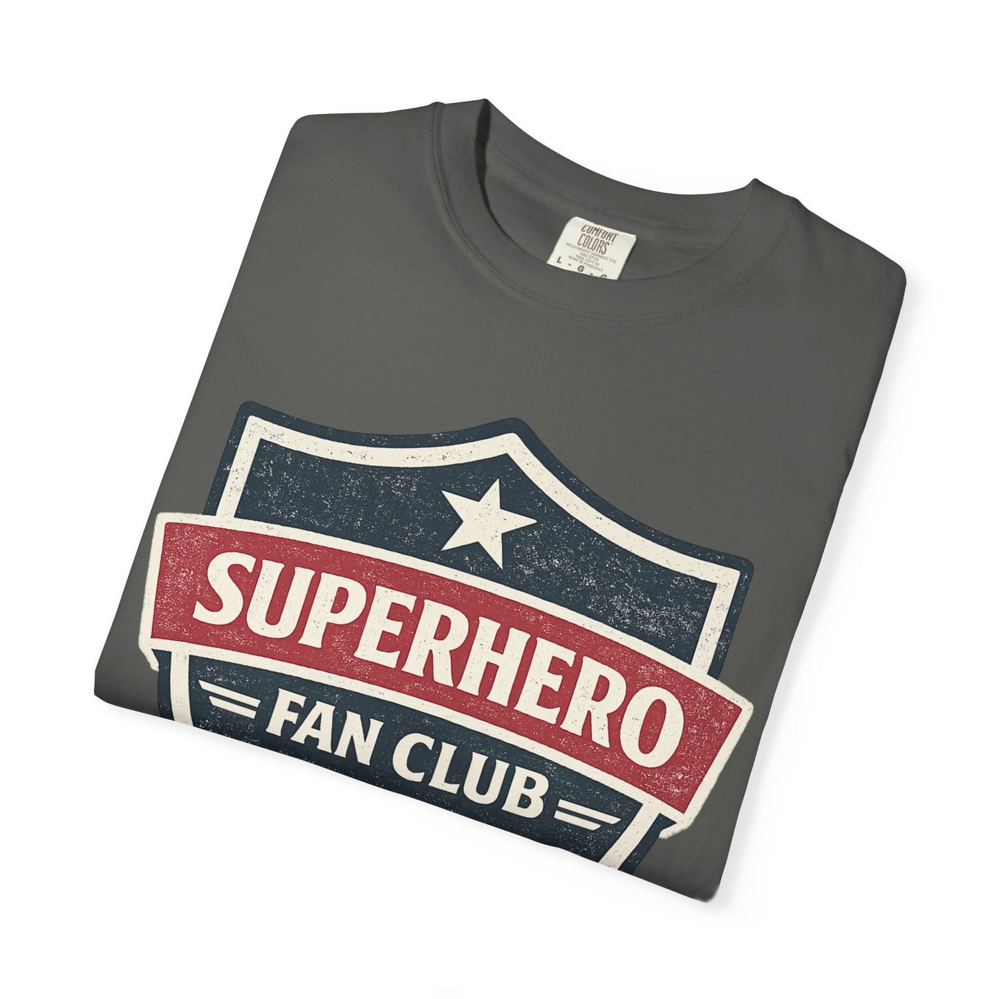 Superhero Fan Club Retro Shield T-Shirt Vintage Comic Graphic Tee