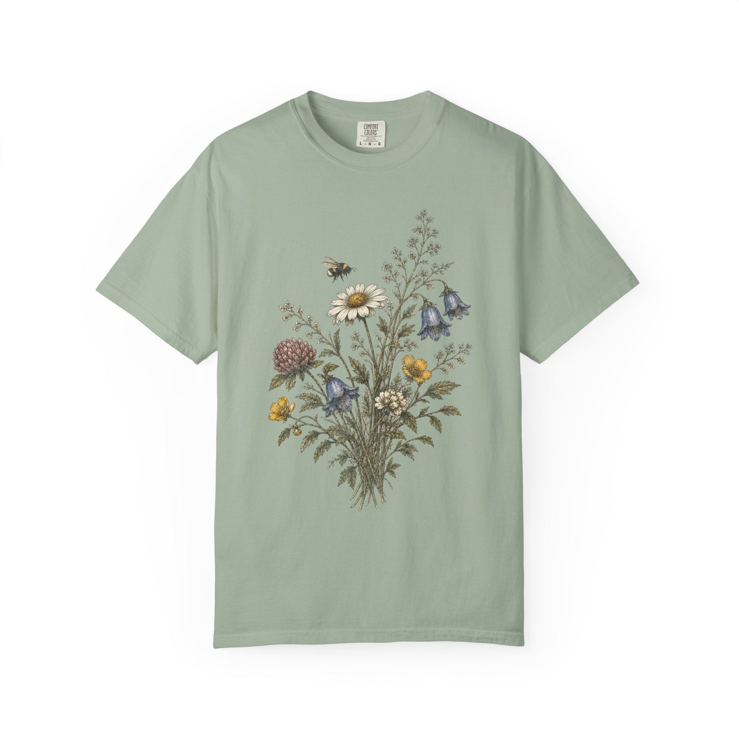 Vintage Wildflower Bouquet and Bumblebee Botanical TShirt