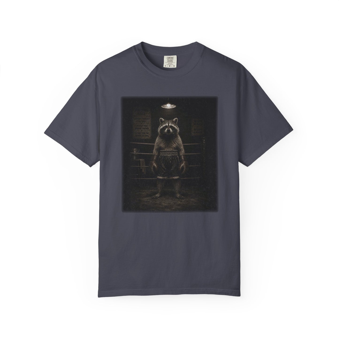 Raccoon Boxer T-Shirt | Fighting the Chaos | Vintage Animal Graphic Tee | Unisex Comfort Colors Shirt