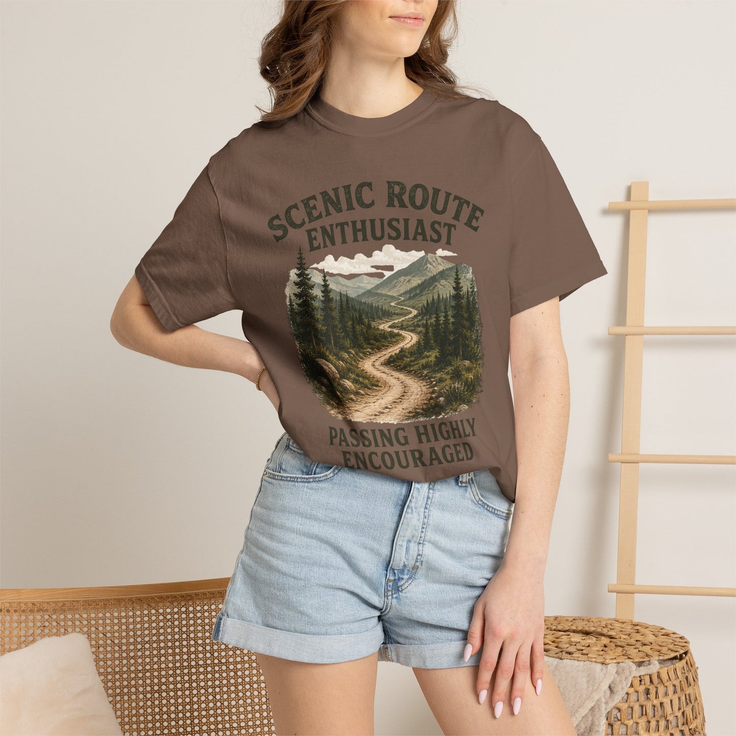 Scenic Route Enthusiast T-Shirt — "Passing Highly Encouraged" Hiking Tee