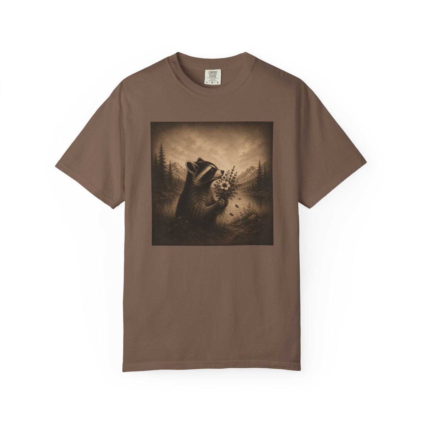 Raccoon with Roses Vintage T-Shirt — Moody Distressed Art