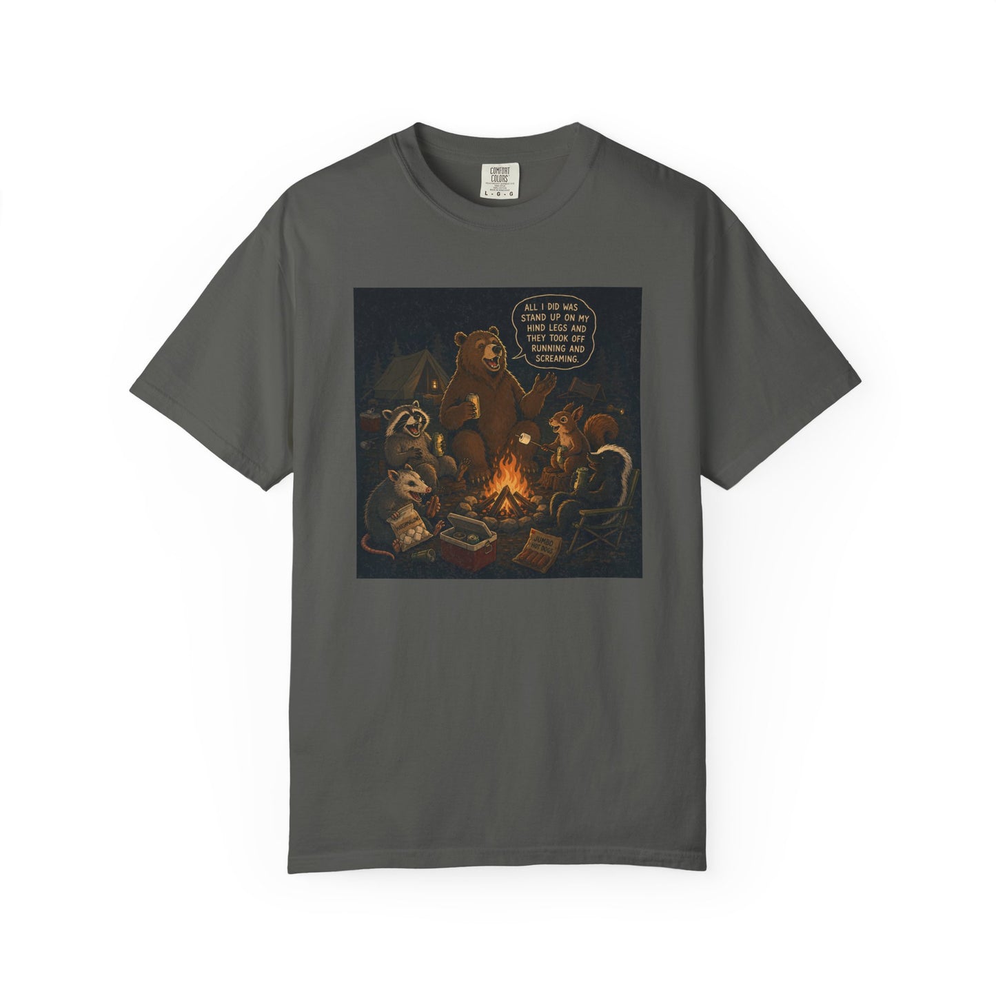 Campfire Criminals | Funny Camping Bear & Raccoon Shirt | Woodland Animals Campfire Tee | Cozy Outdoors Graphic Tee