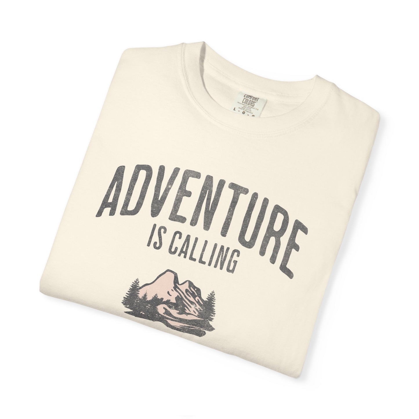 Anti-Hustle T-Shirt — "Adventure Is Calling But I Was Screening So..." Mountain Graphic