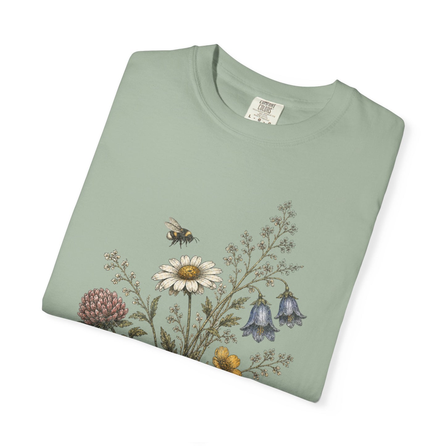Vintage Wildflower Bouquet and Bumblebee Botanical TShirt