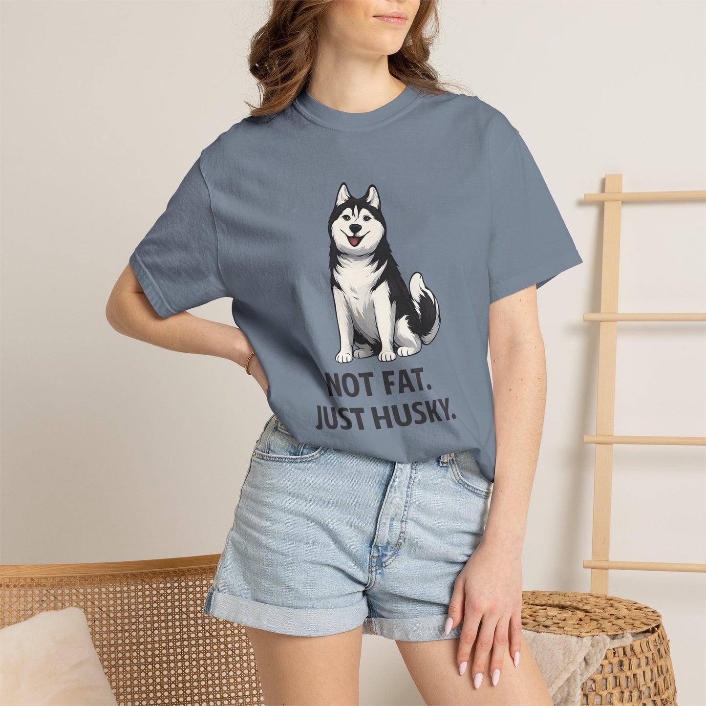 Not Fat Just Husky Husky T-Shirt | Cute Husky Illustration, Dog Lover Tee