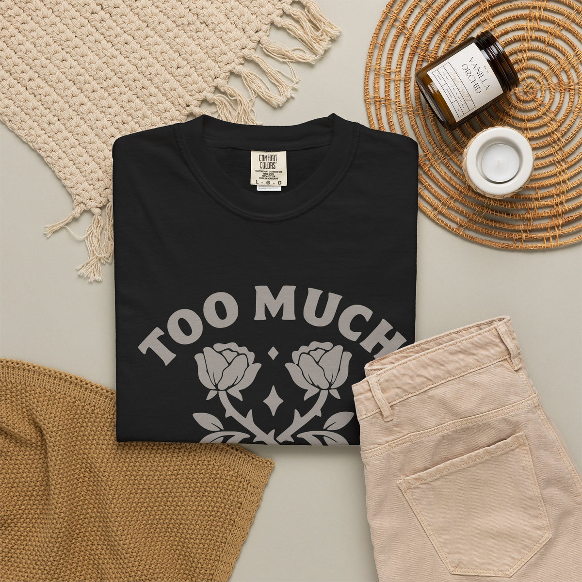 Too Much Too Bad Unapologetic Rose Graphic T-Shirt