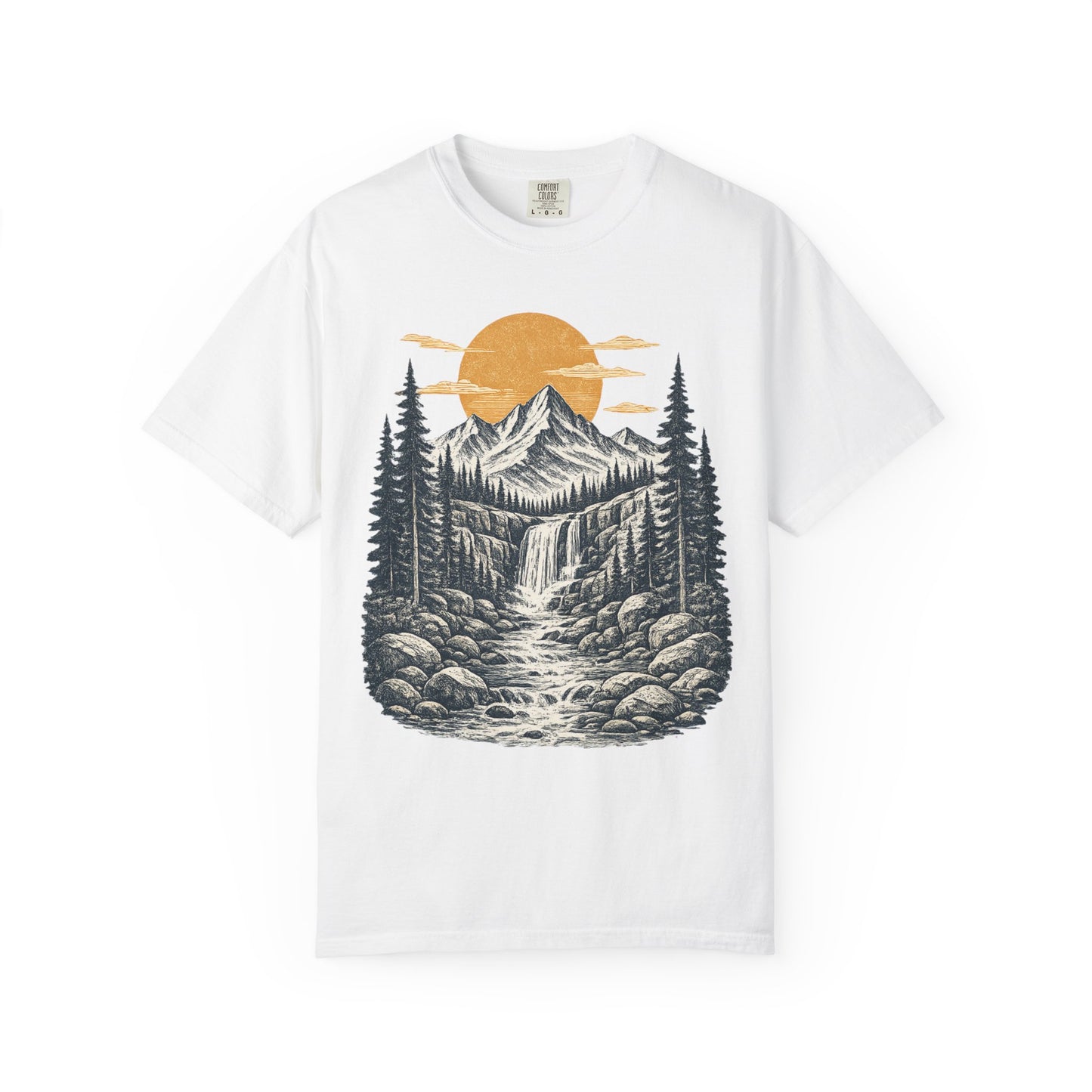 Mountain Sunset T-Shirt — Scenic Wilderness River Graphic Tee