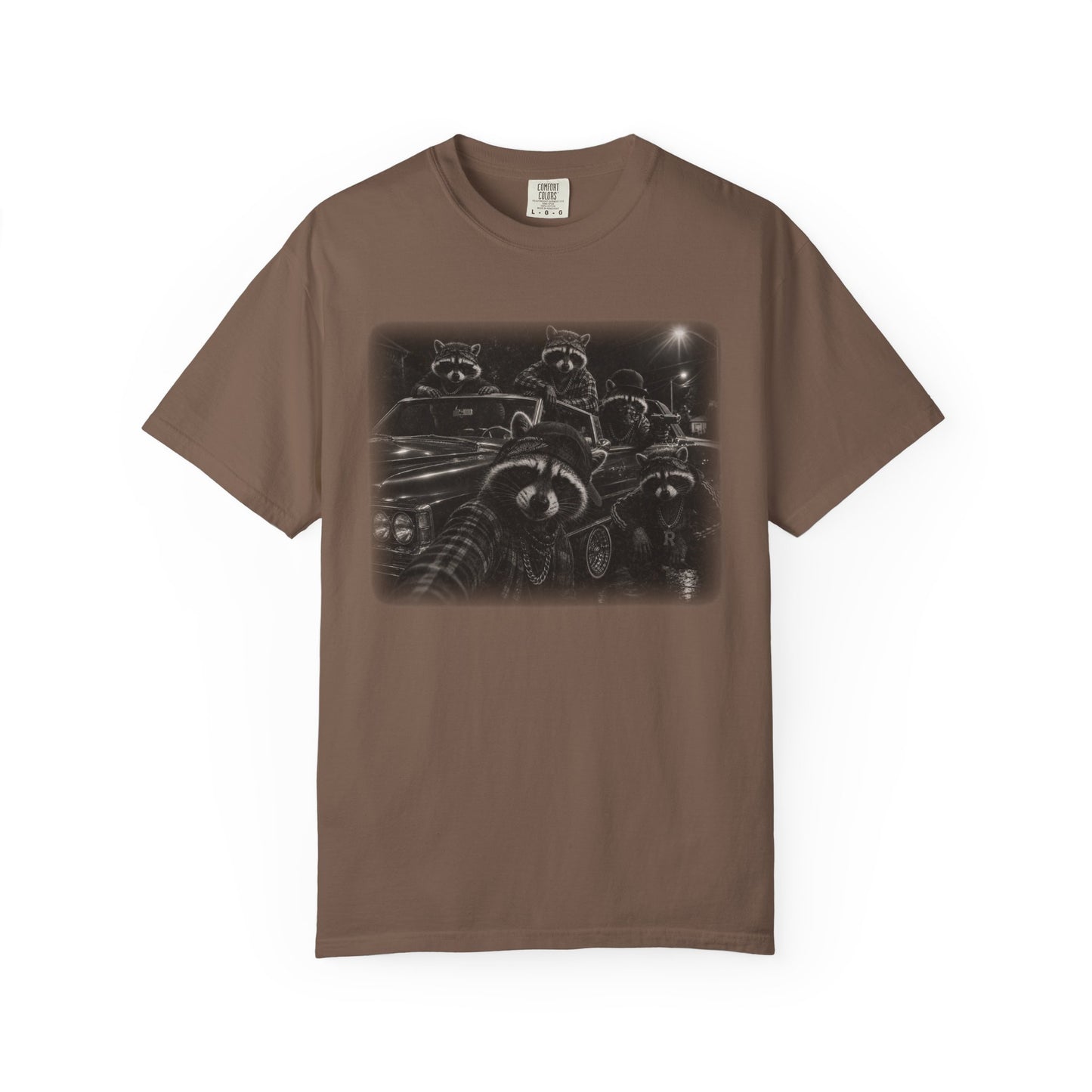Gangsta Raccoons in 70s Lincoln Convertible T-Shirt