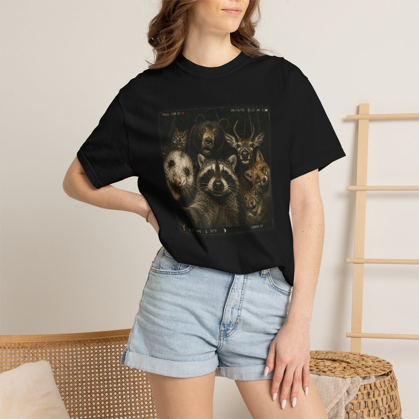 Trail Cam Animals T-Shirt — Funny Forest Wildlife Photo Tee