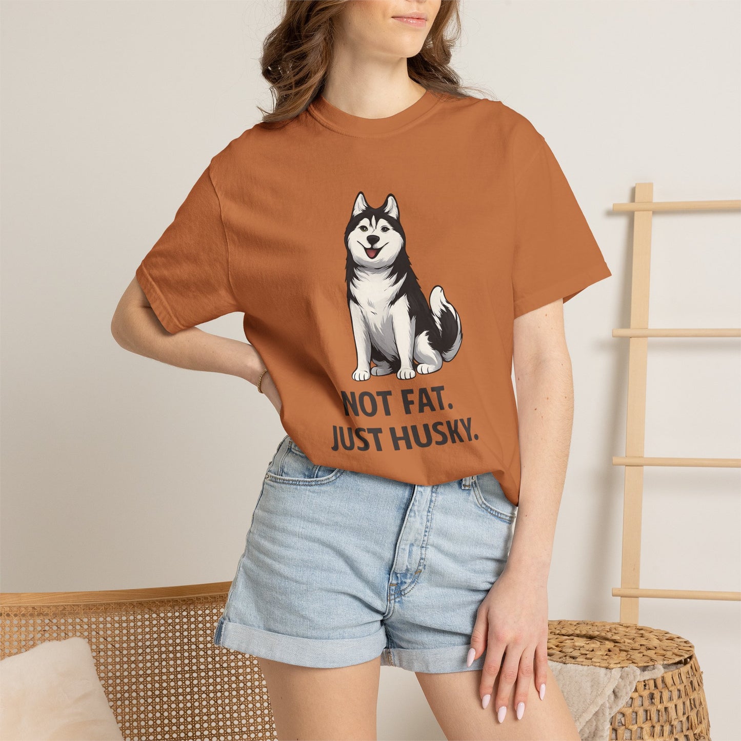 Not Fat Just Husky Husky T-Shirt | Cute Husky Illustration, Dog Lover Tee