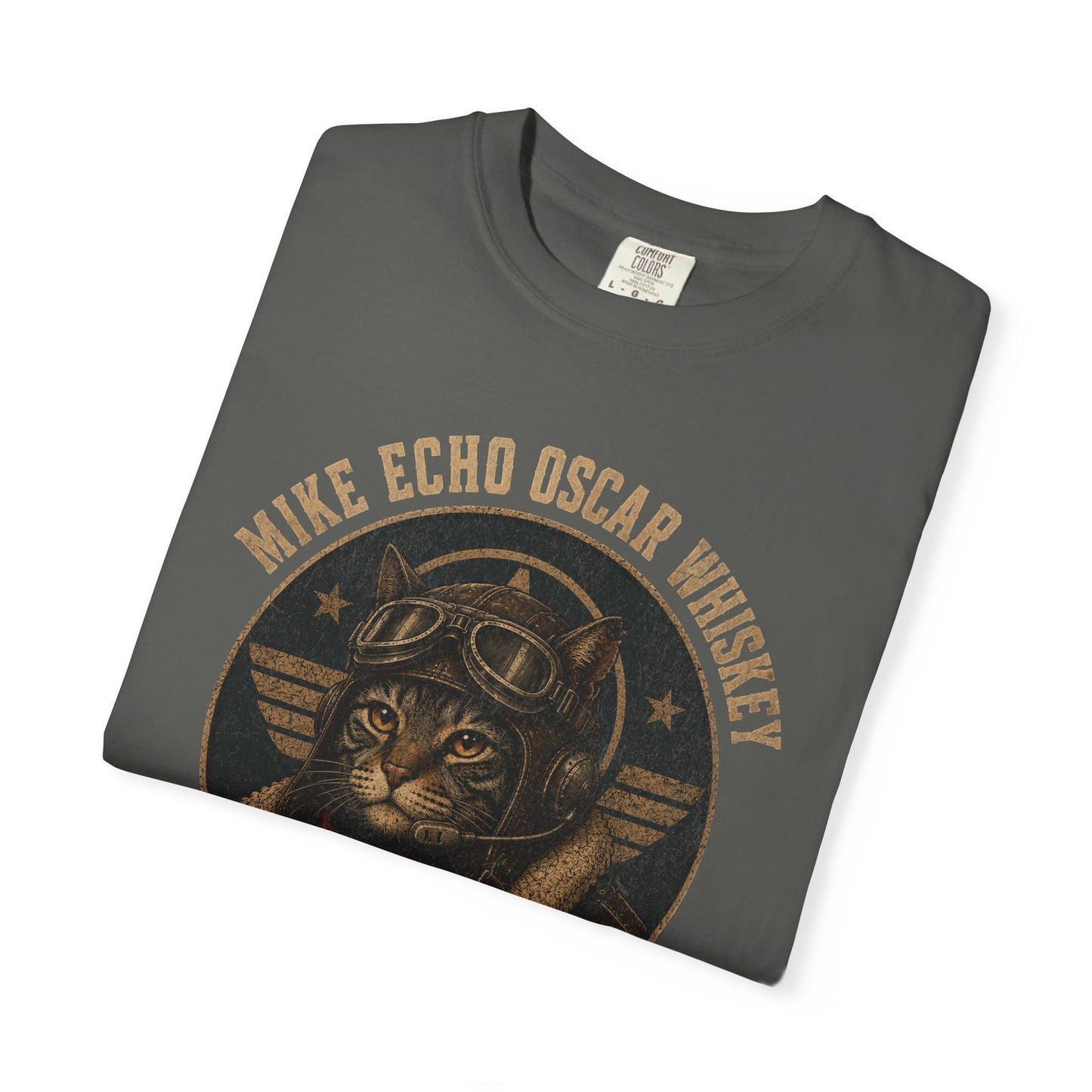 Mike Echo Oscar Whiskey Shirt | Funny Pilot Cat Tee | Aviation Humor T-Shirt | Vintage Graphic Cat Shirt