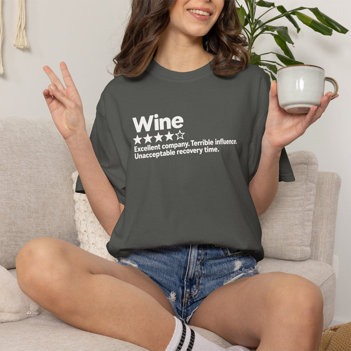 Wine Rating Graphic T-Shirt — "Wine: Excellent company, Terrible influence"