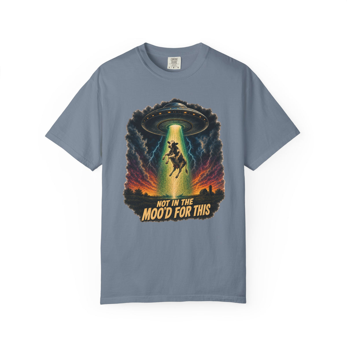 Not in the Moo’d for This Shirt – Funny Cow UFO Alien Abduction Graphic Tee