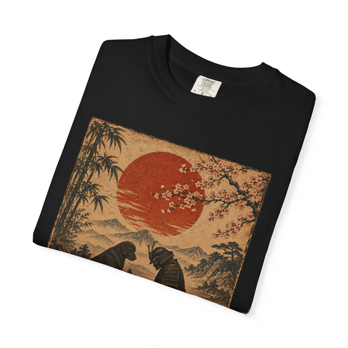 Samurai Bowing to Dog Shir, Vintage Japanese Dog Graphic Tee