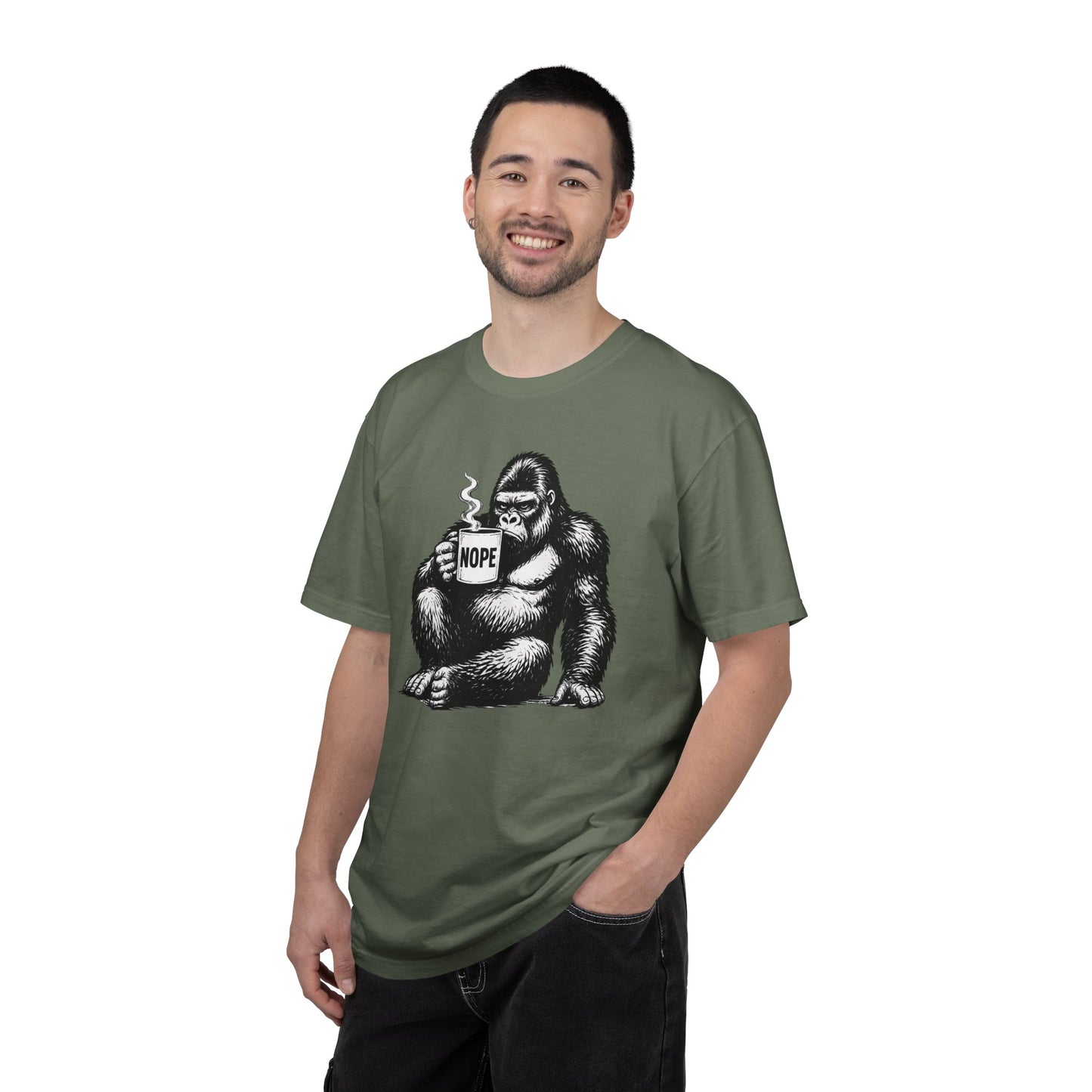 Nope Gorilla Shirt | Funny Coffee Lover Tee | Grumpy Morning Shirt | Introvert Graphic Tee | Funny Gorilla Shirt