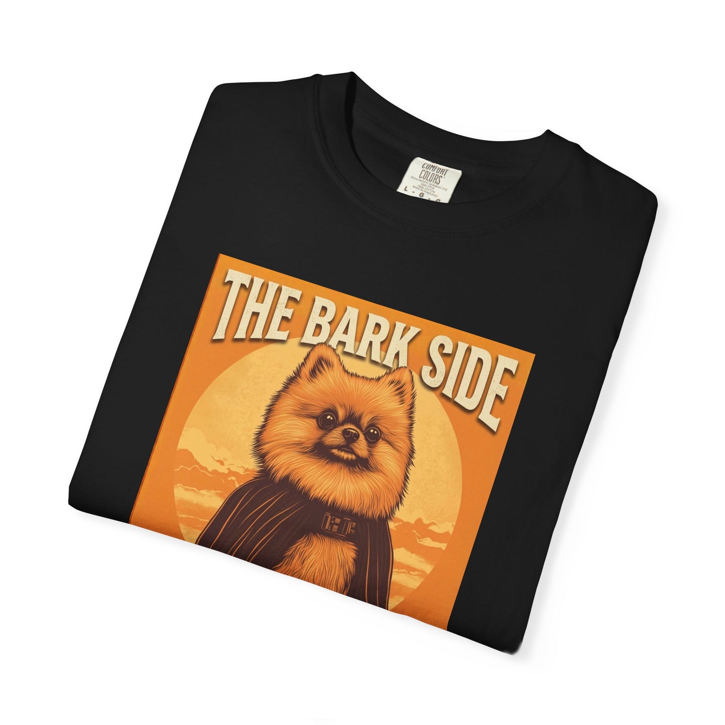 The Bark Side Funny Pomeranian Star Wars Inspired Dog T-Shirt | Cute Retro Dog Lover Tee